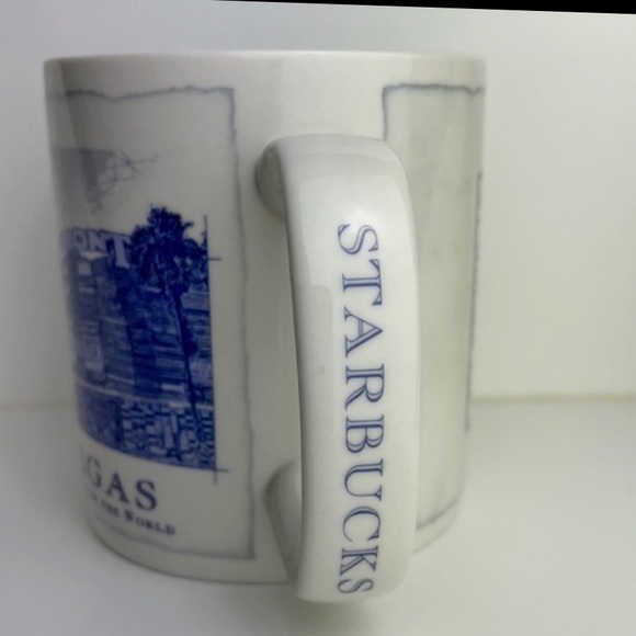 2007 Starbucks 18 Fl Oz Las Vegas Nevada ARCHITECTURE SERIES Blue & White Mug - Picture 4 of 8